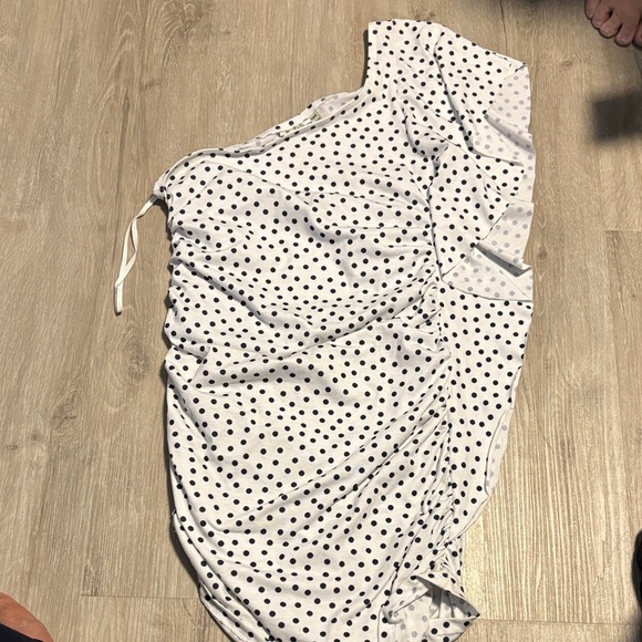 White Polka Dot One-Shoulder Top - Picture 1 of 1